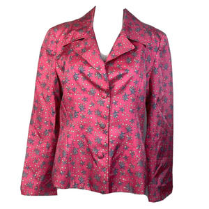 Tutu French Jacket Blazer‎ Womens Sz 6 Pink Silk Starfish Print Lightweight